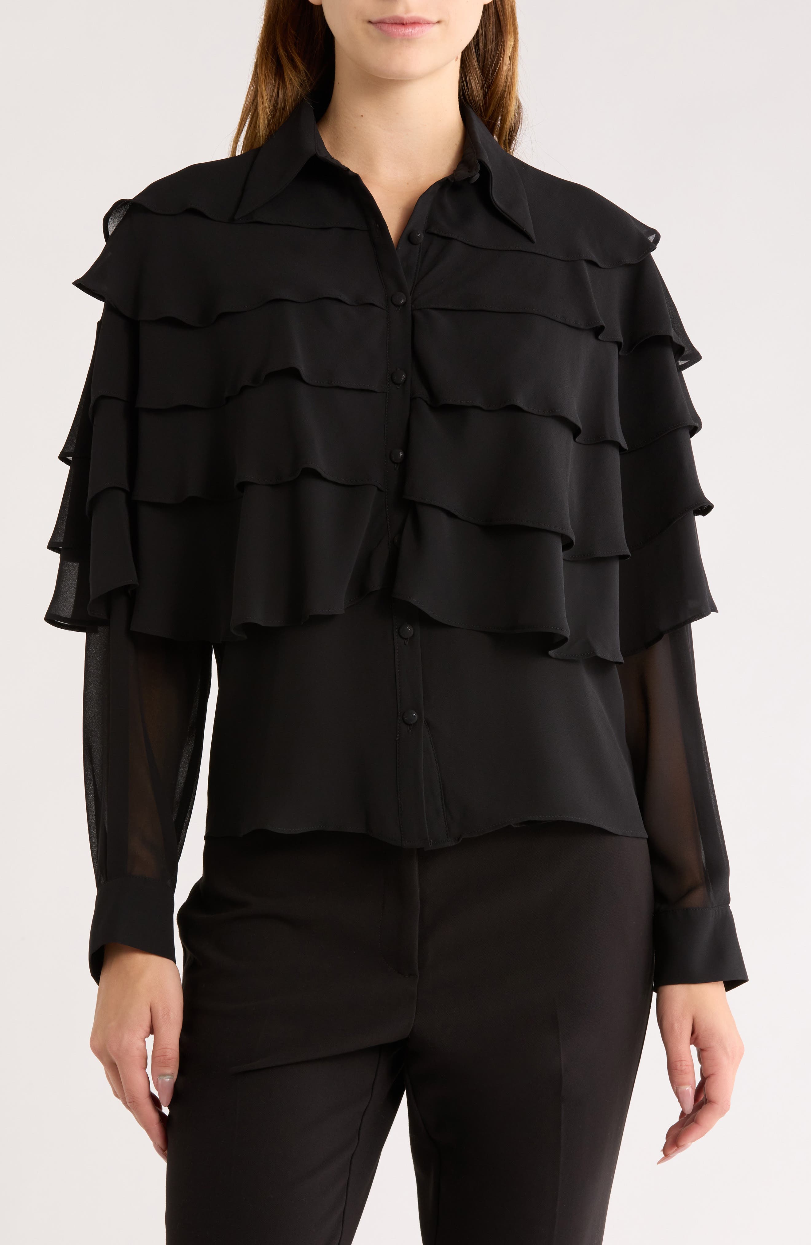 AREA STARS Ruffle Long Sleeve Top