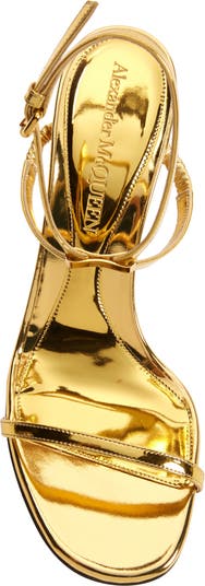サンダル・ミュール ALEXANDER McQUEEN ARMADILLO FAUX LEATHER SANDALS MCQUEEN Armadillo metallic leather sandals | NET-A-PORTER