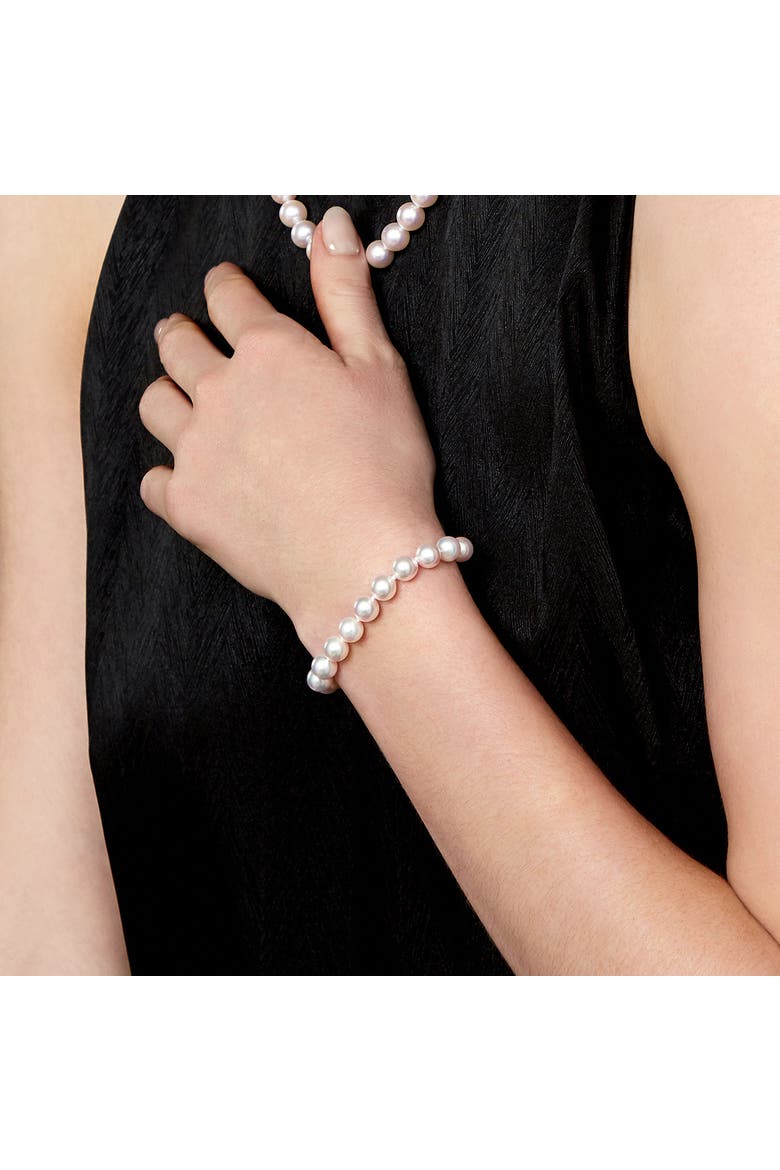 8.5-9.0mm Akoya White Pearl Bracelet, Alternate, color, White Gold Clasp
