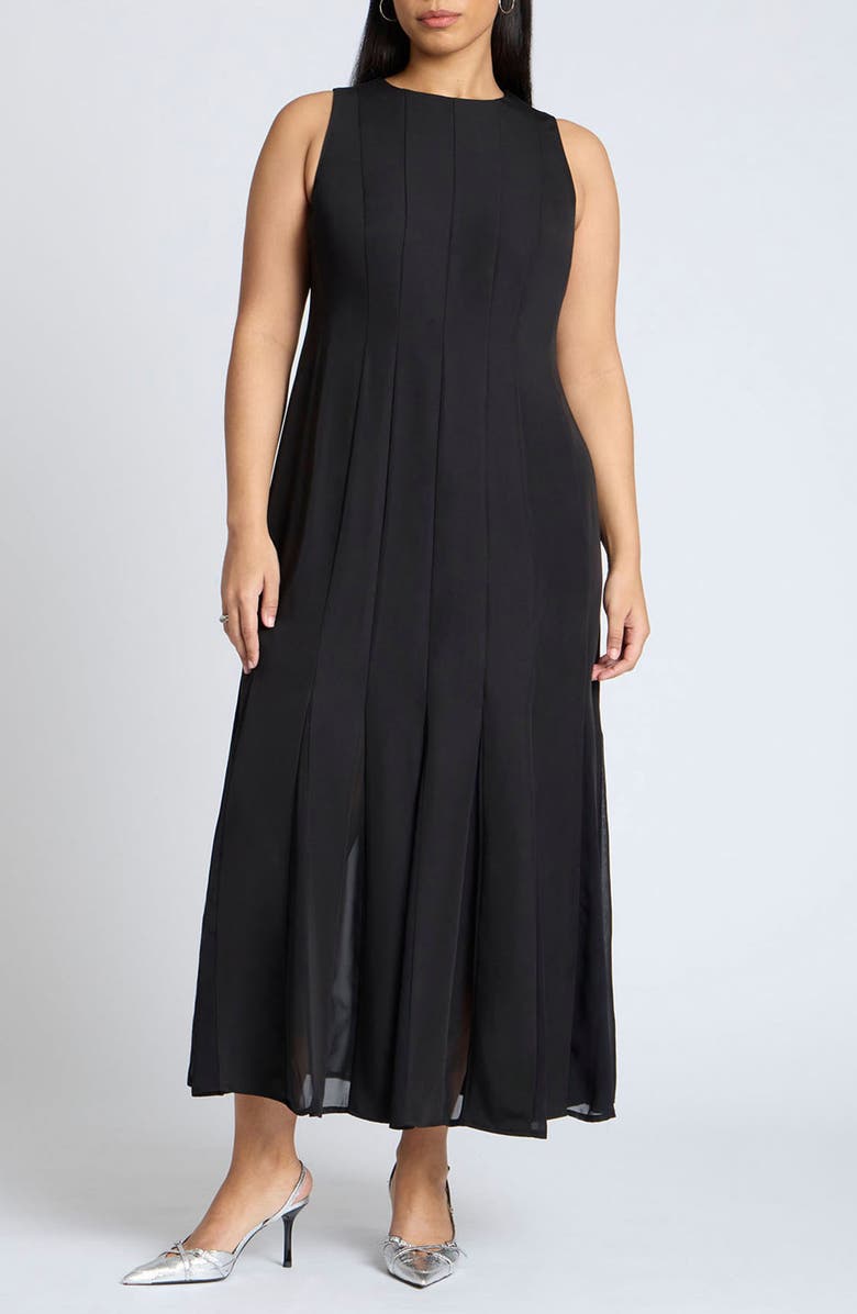 ELOQUII Godet Pleat Chiffon Maxi Dress, Main, color, 