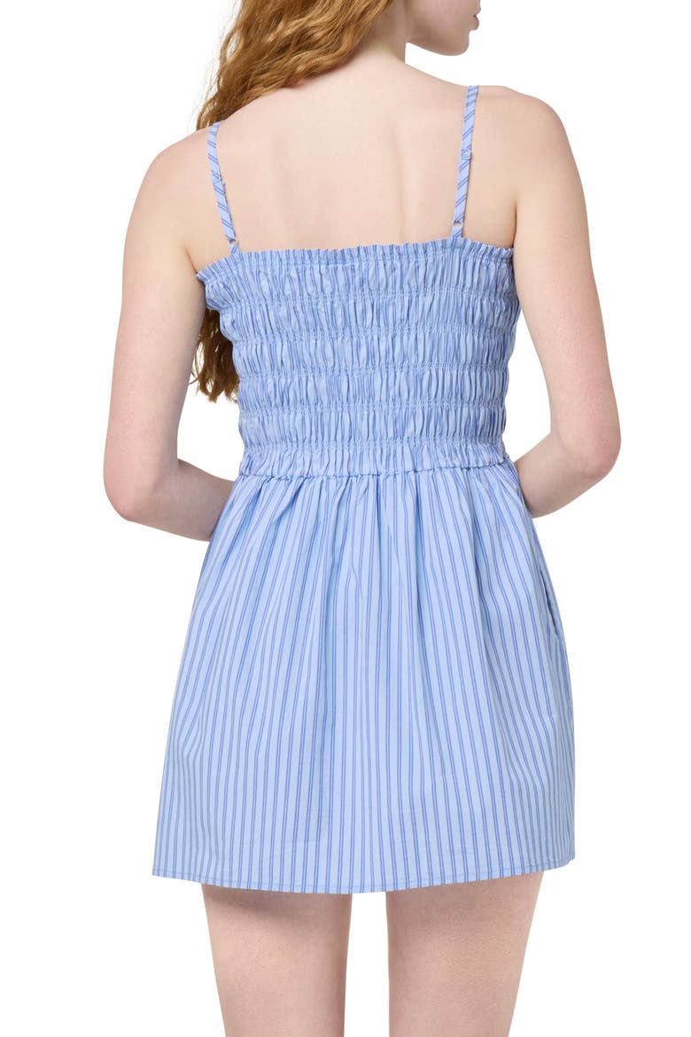 Stripe Smocked Bodice Cotton Blend Mini Sundress, Alternate, color, WIND C STRIPE