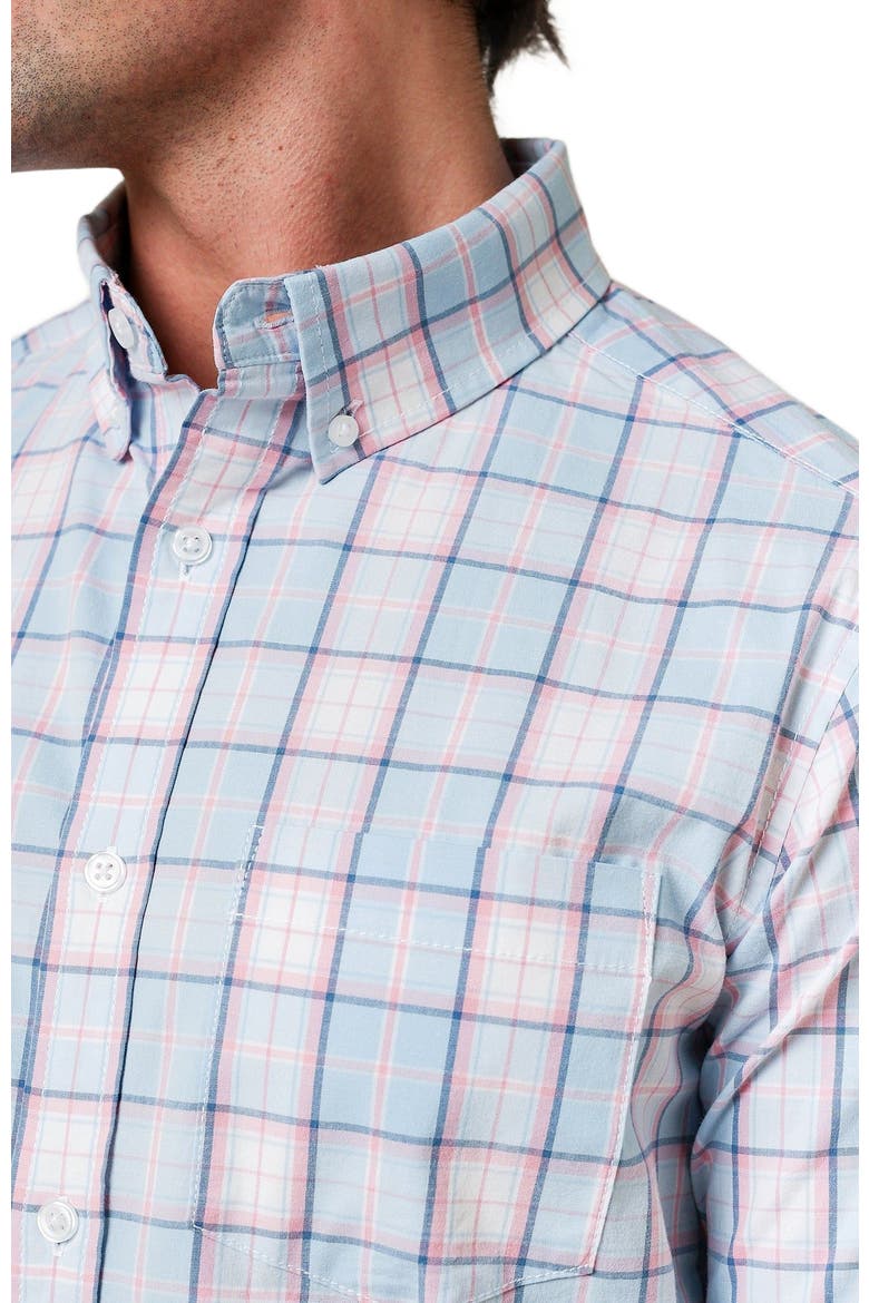 Organic Long Sleeve Stretch Poplin Button Down Shirt, Alternate, color, English Blue Plaid