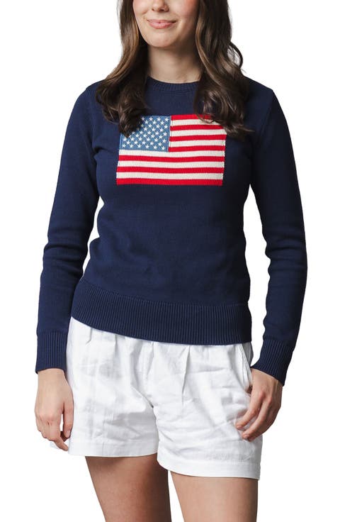 Women's Organic Crew Neck Flag Sweater