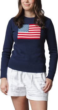Hope & Henry Women's Organic Crew Neck Flag Sweater