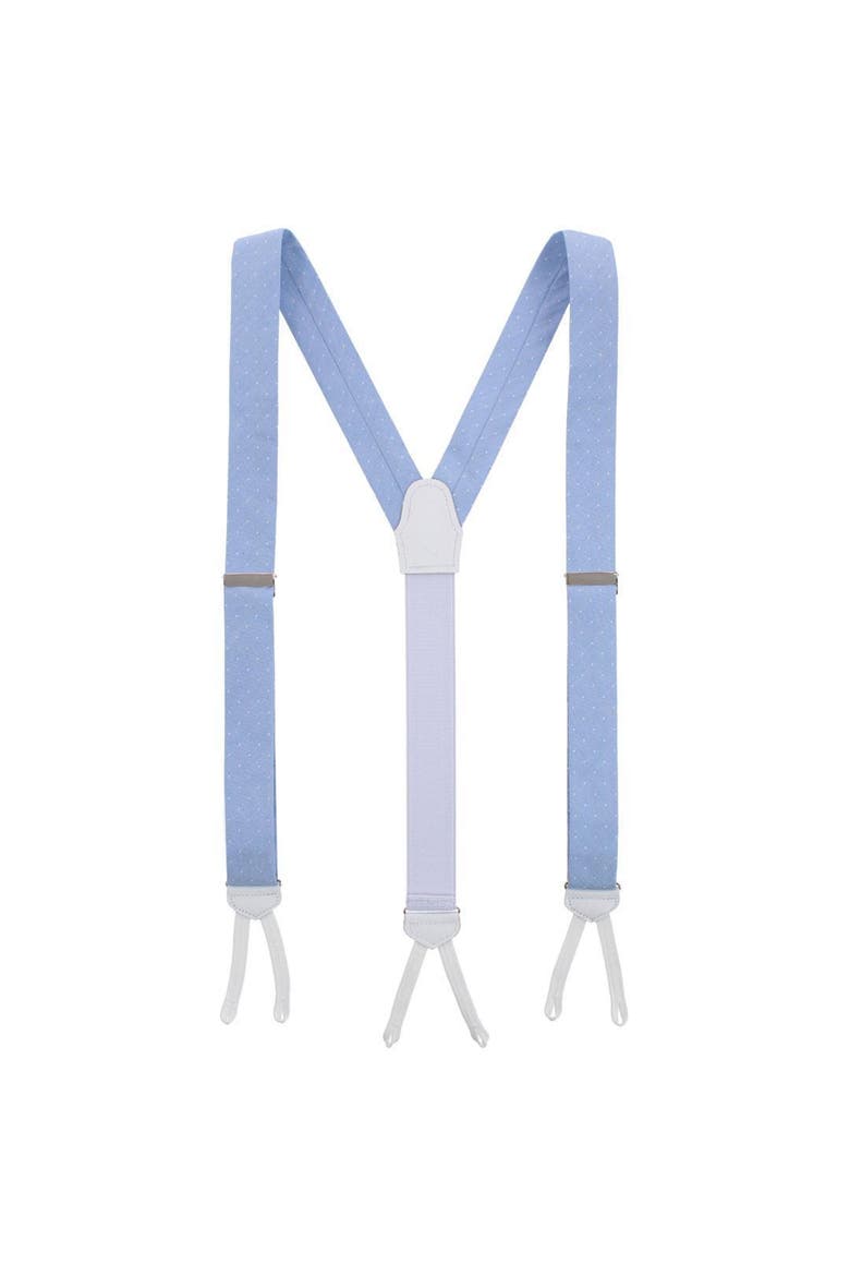 Churchill Chambray Polka Dot Linen Blend Formal End Suspenders, Alternate, color, Light Blue with Polka Dots