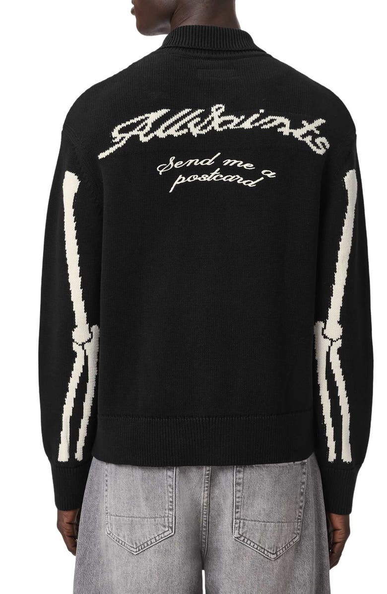 AllSaints Adrian Zip Cardigan, Alternate, color, Black
