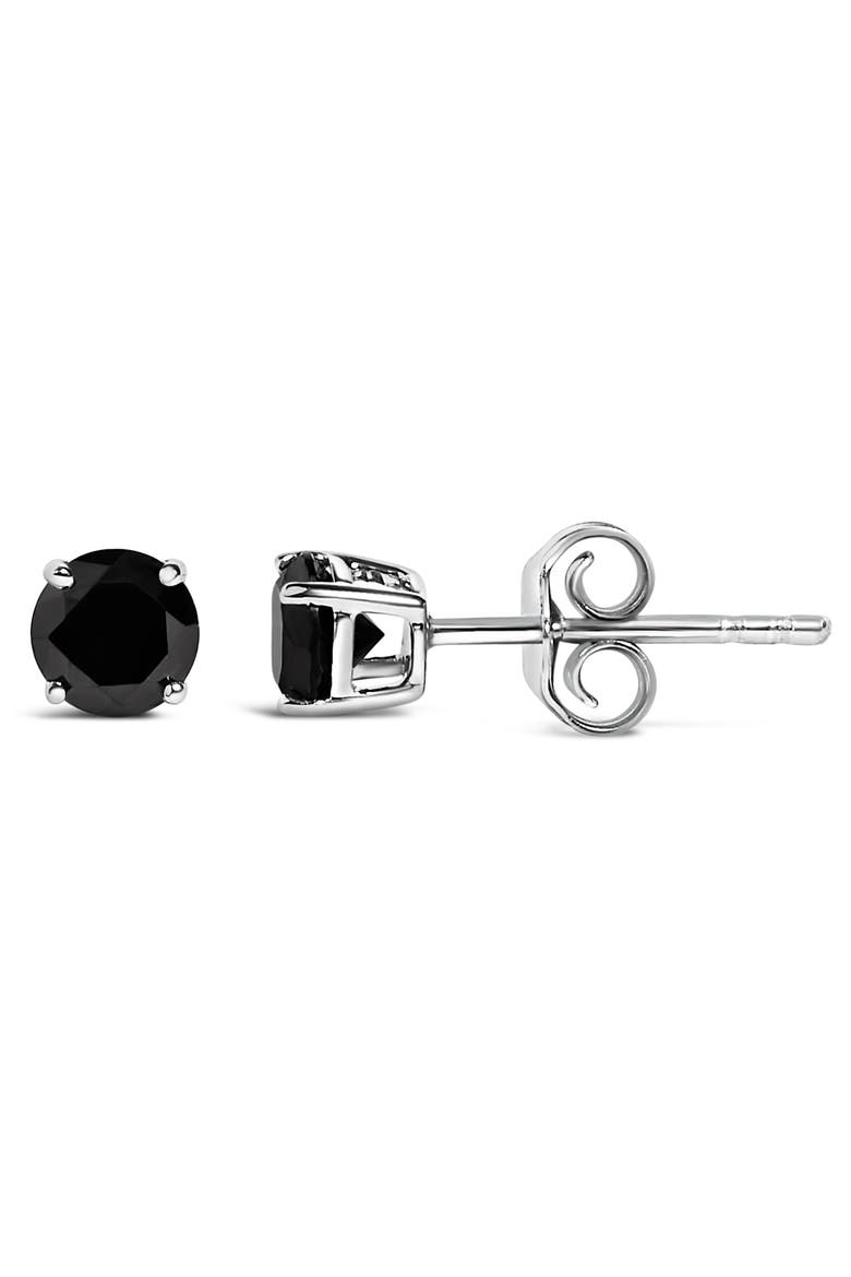 .925 Sterling Silver 3/4 Cttw Black Diamond Solitaire Stud Earrings, Alternate, color, Silver