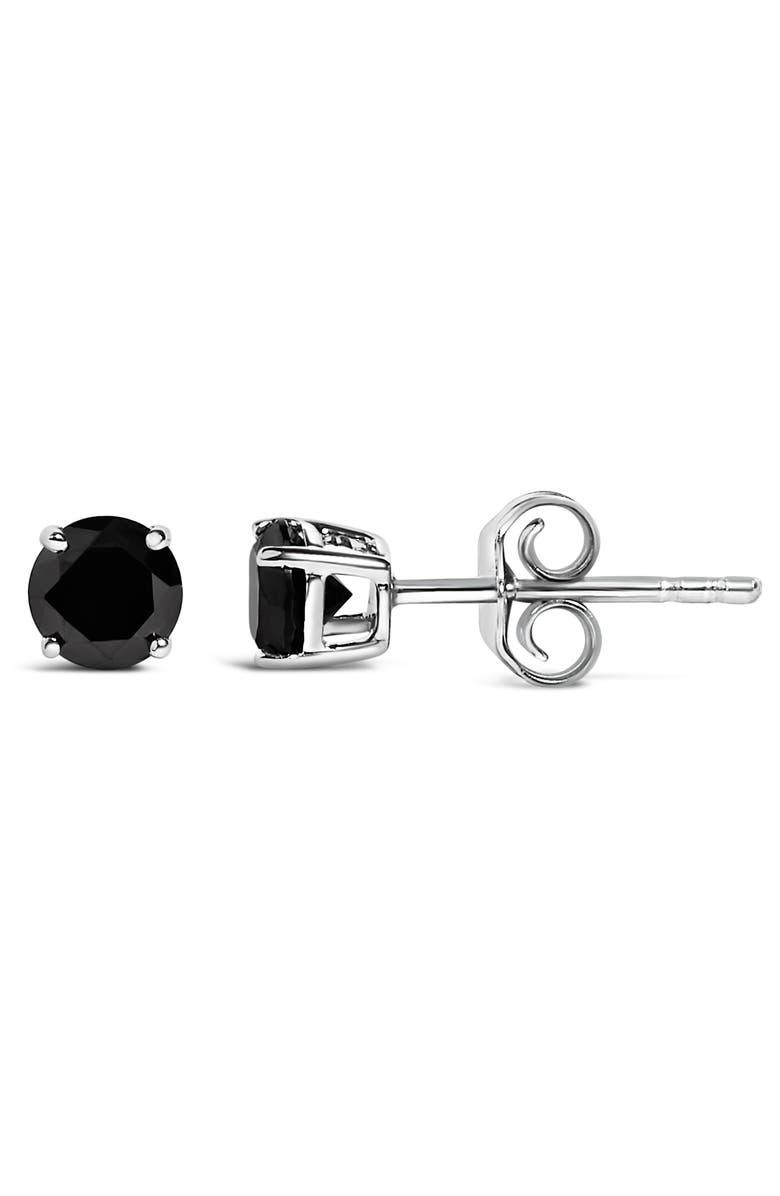 Haus of Brilliance .925 Sterling Silver 3/4 Cttw Black Diamond Solitaire Stud Earrings, Alternate, color, Silver