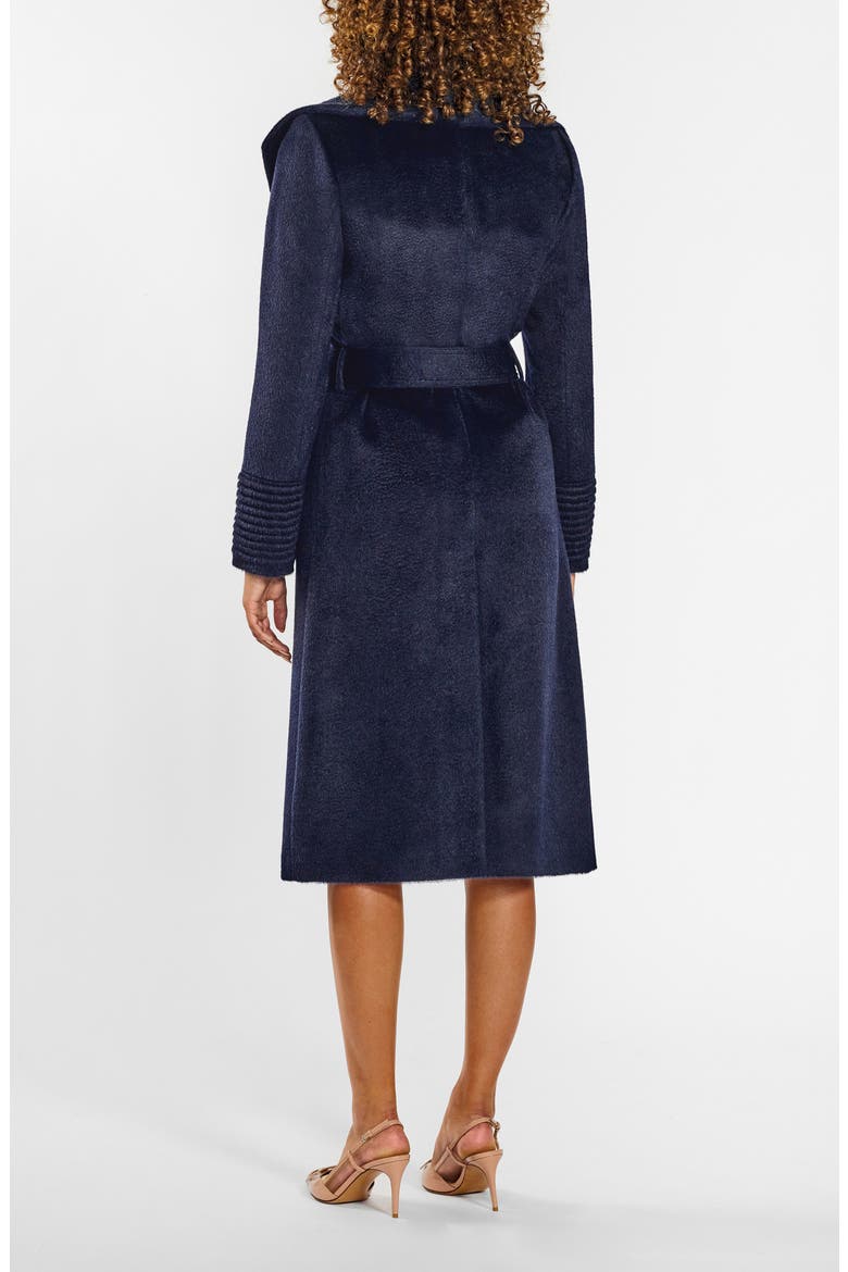 Shawl Collar Alpaca & Wool Longline Coat, Alternate, color, DEEP NAVY
