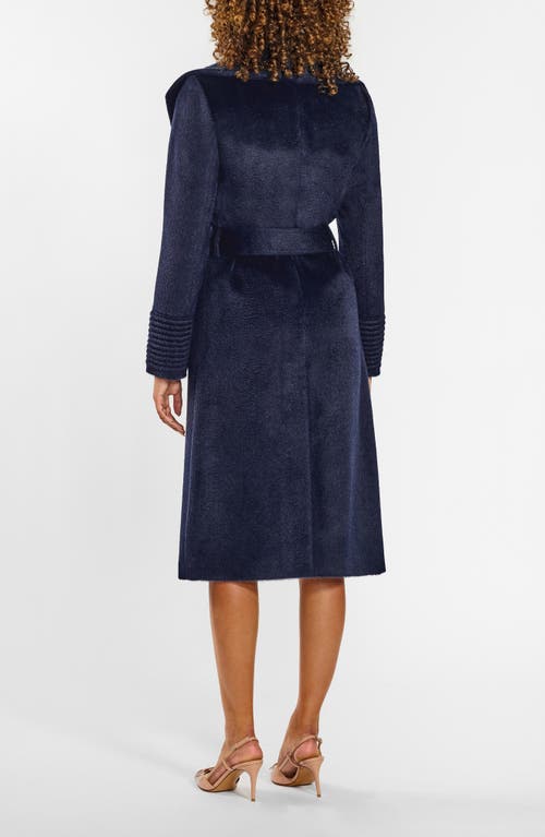 Sentaler Boucle Notch Collar Wrap Coat In Blue
