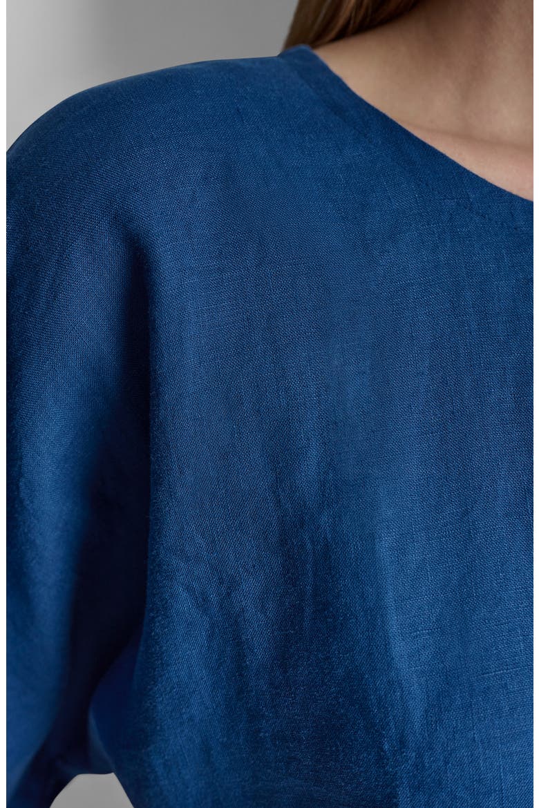 Drop Shoulder Boxy Linen Top, Alternate, color, ADMIRAL