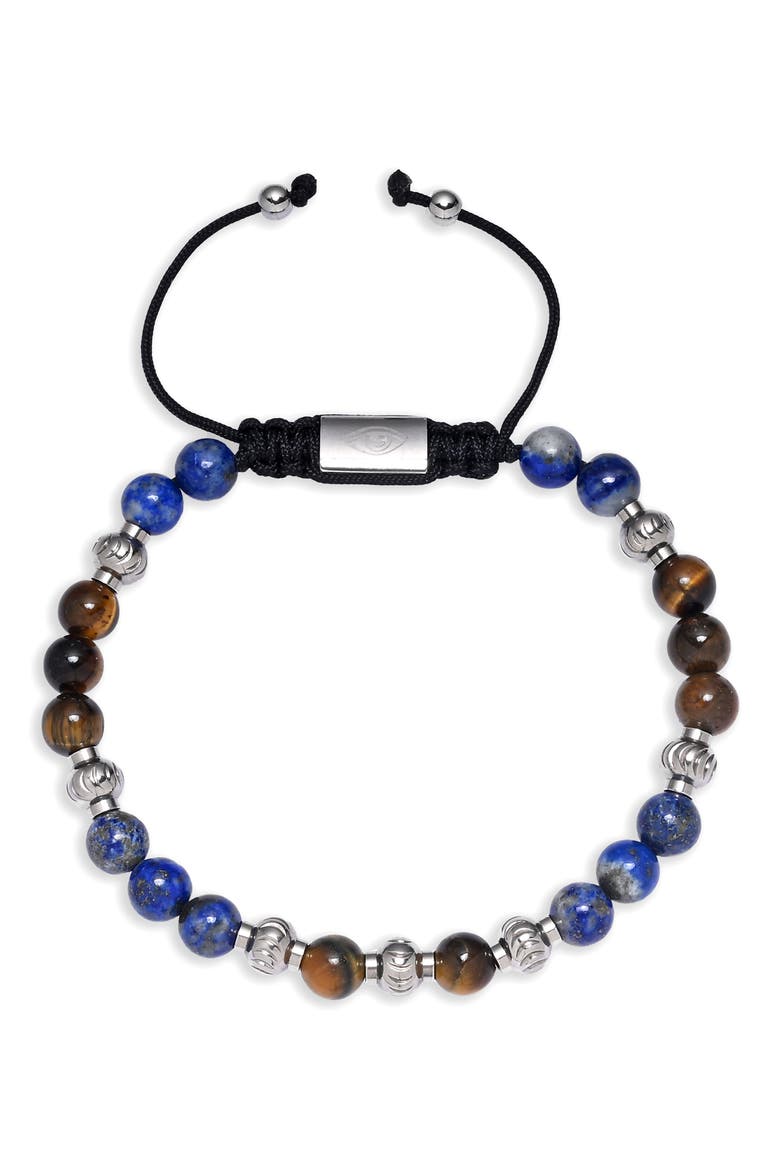 Julian Semiprecious Stone Beaded Slider Bracelet, Main, color, BLACK