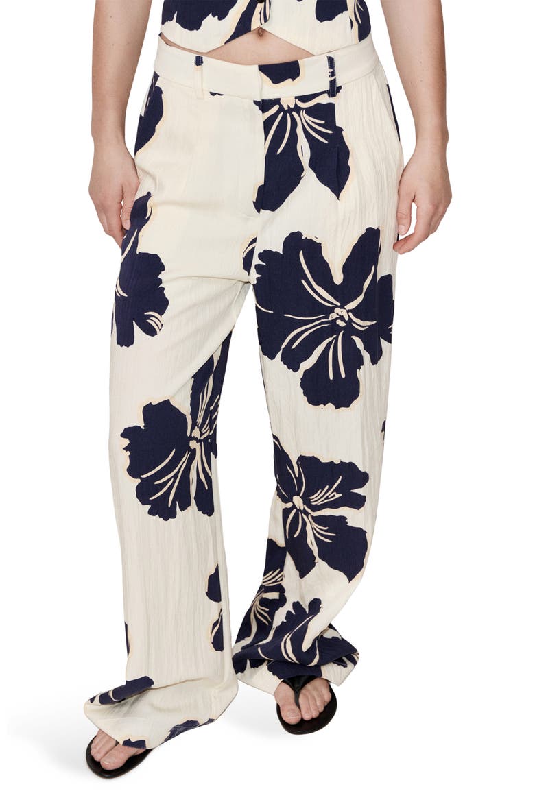 Placed Floral Pants, Main, color, OFF WHITE