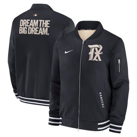 Men's Nike  Black Texas Rangers Authentic Collection City Connect Full-Zip Bomber Jacket