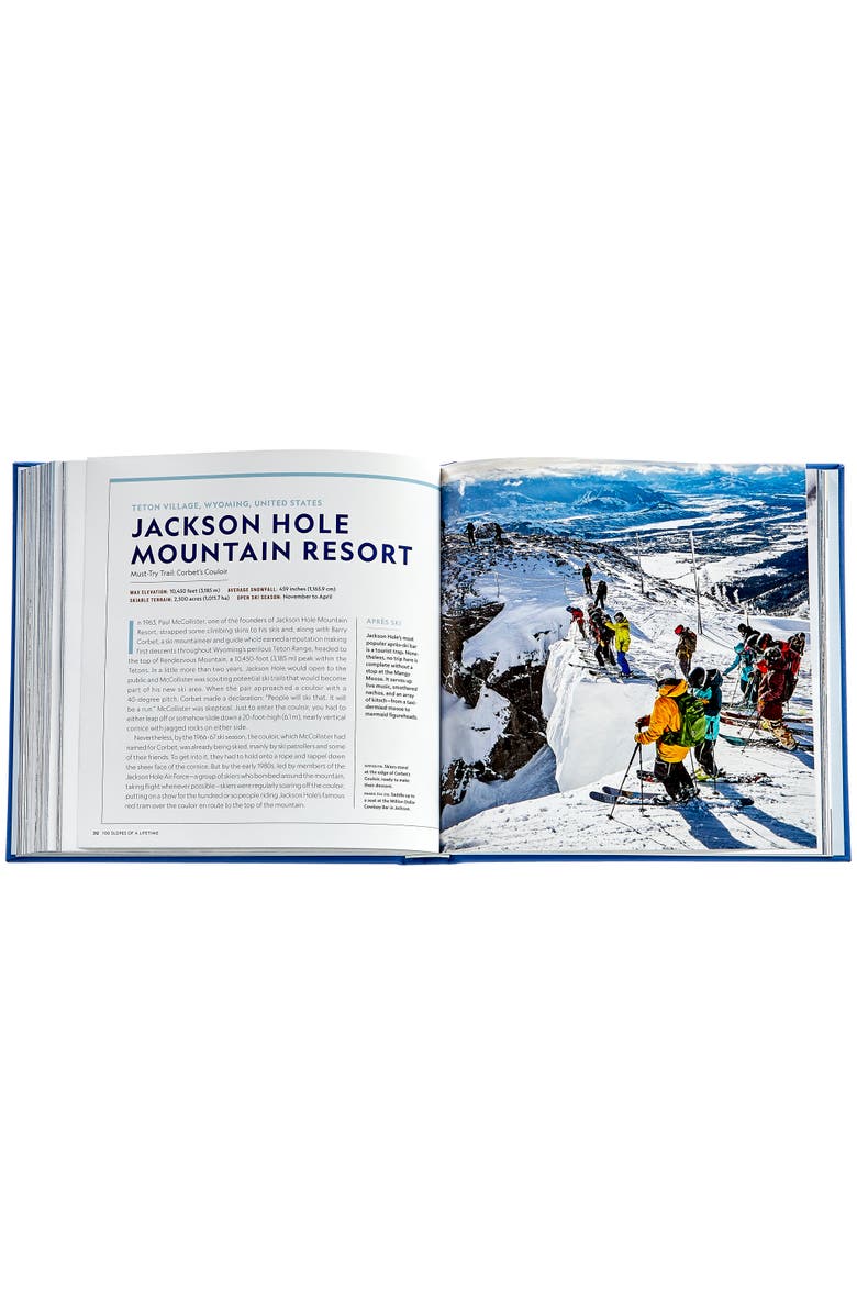 Graphic Image 100 Slopes of a Lifetime The World
s Ultimate Ski and Snowboard Destinations Leather Edition, Alternate, color, Blue