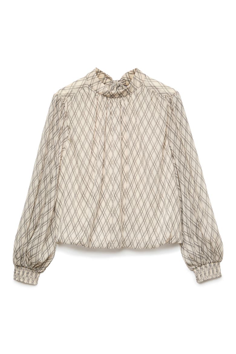 Check Tie Back Top, Alternate, color, CREAM