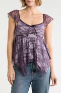 LUV BETSEY Handkerchief Lace Cami Top with Flutter Sleeves