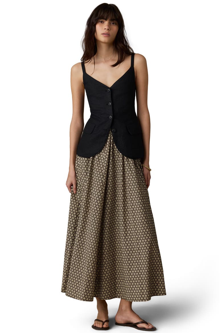 Sun Strider Milo Linen Button-Up Vest, Alternate, color, BLACK