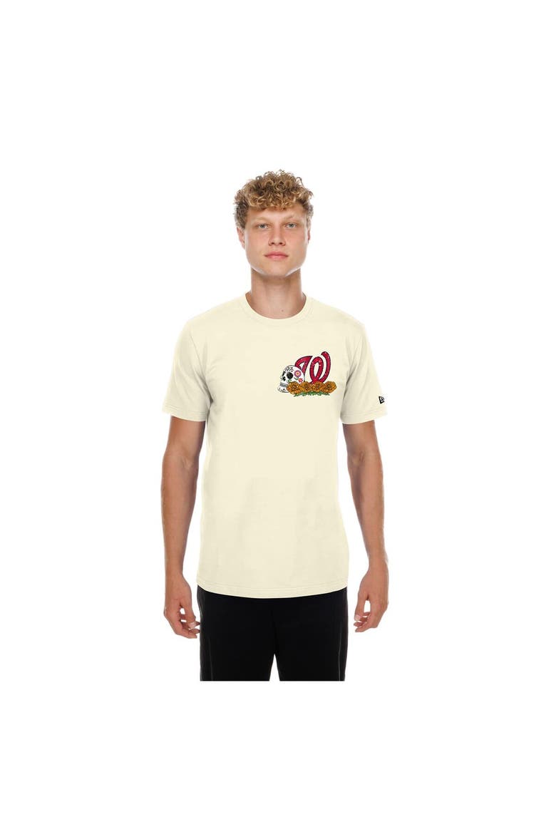 Men's New Era Natural Washington Nationals Dia de los Muertos Sugar Skull T-Shirt, Main, color, Natural