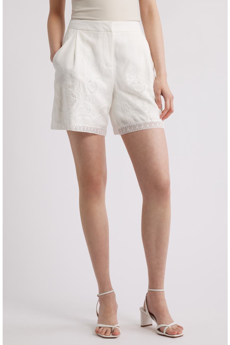 Embroidered Shorts, Main, color, WHITE