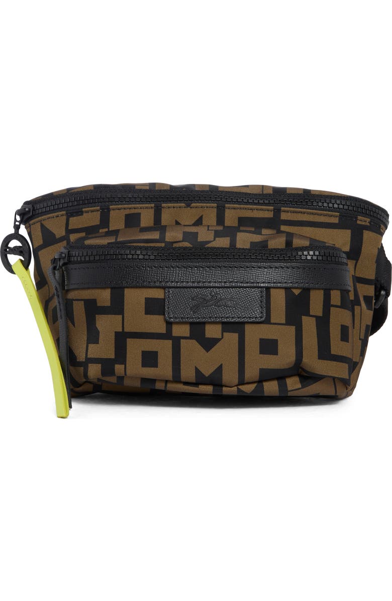 Longchamp Le Pliage Medium Belt Bag, Main, color, Black/ Khaki