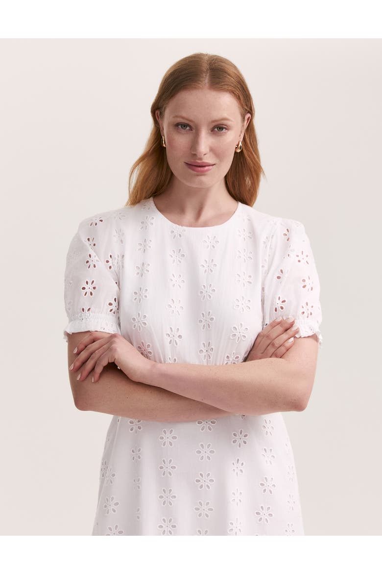 Mela Cotton Midi Tea Dress, Alternate, color, White