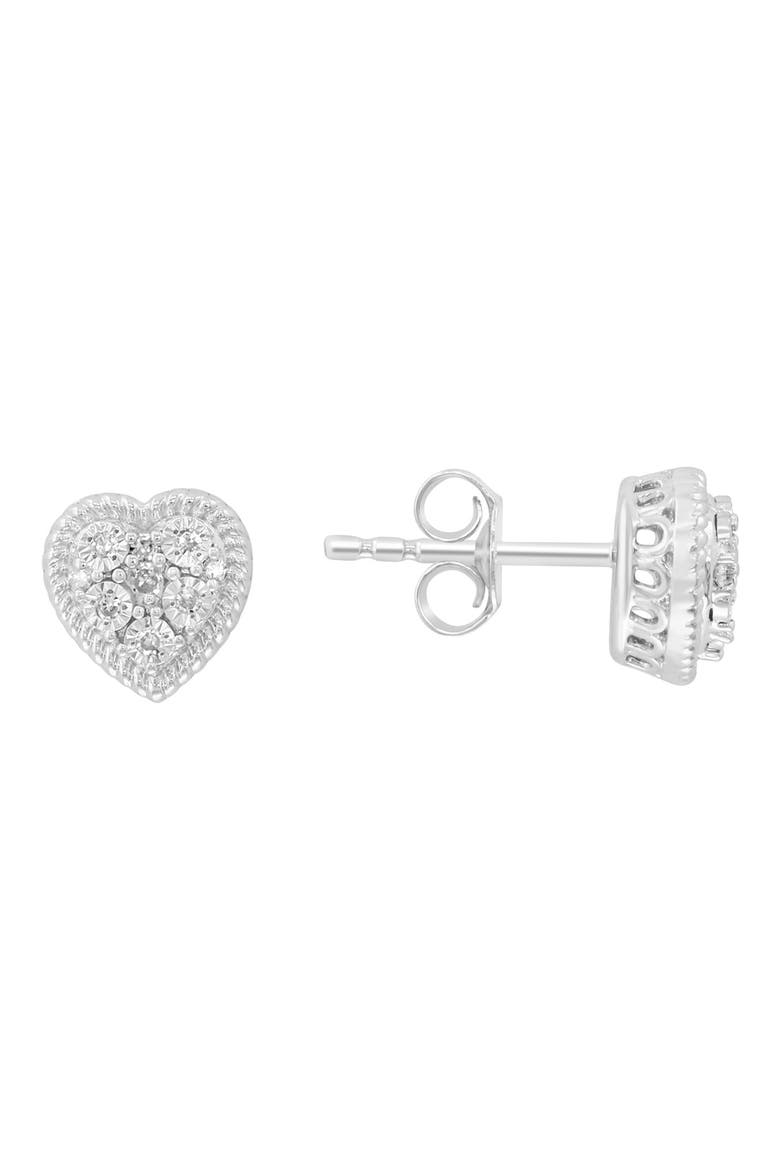 Diamond Heart Earrings, Main, color, SILVER