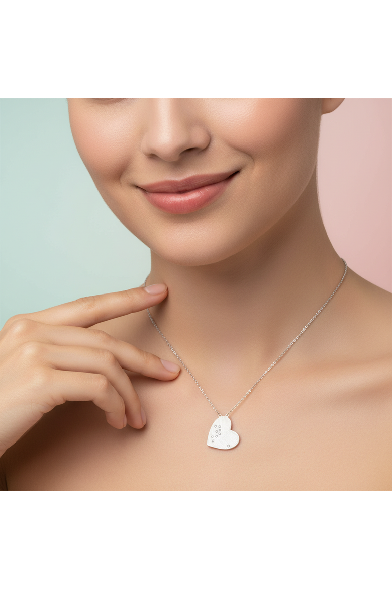 Aether Scattered Diamond Studded Heart Disc Pendant in 14K Gold, Alternate, color, 14K White Gold