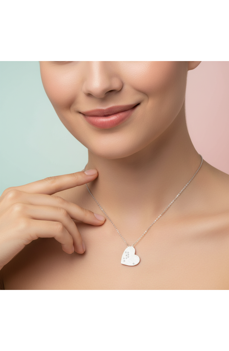 LuvMyJewelry Aether Scattered Diamond Studded Heart Disc Pendant in 14K Gold, Alternate, color, 14K White Gold