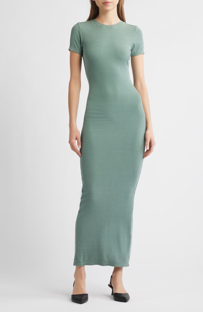 Good American Rib Maxi T-Shirt Dress, Main, color, 