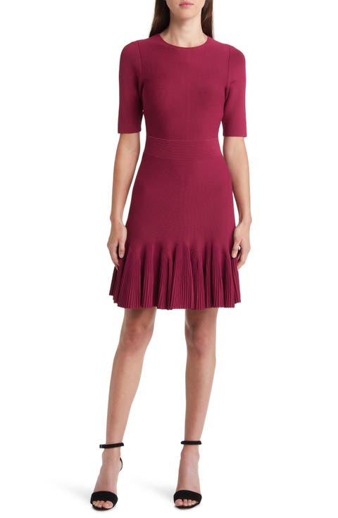 Josafee Pleated Fit & Flare Sweater Dress