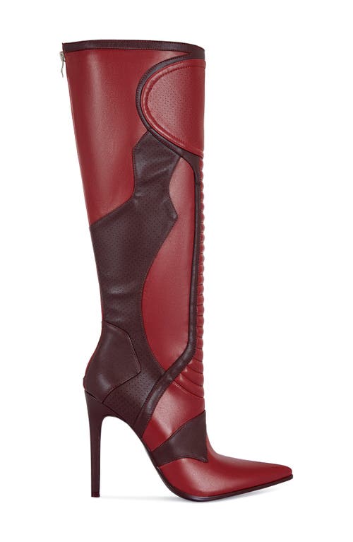 Azalea Wang Rodrigo Patchwork Knee High Boot In Red