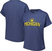 LEAGUE COLLEGIATE WEAR Women's League Collegiate Wear Navy Michigan Wolverines Slub Rolled Cuff T-Shirt