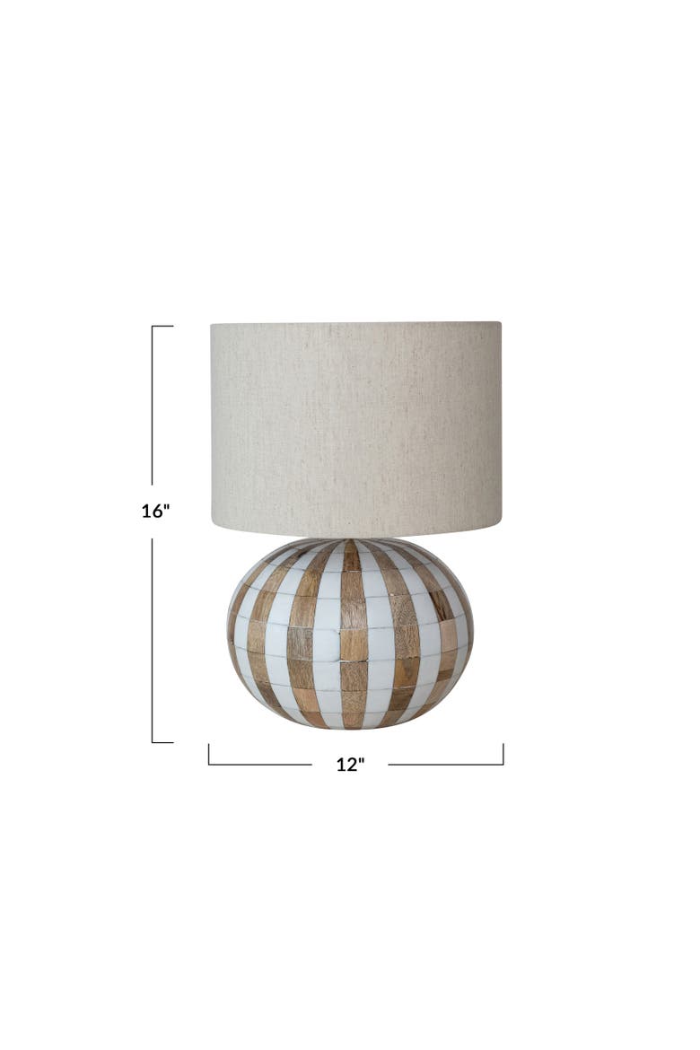 Table Lamp with Inlaid Stripes, Alternate, color, White