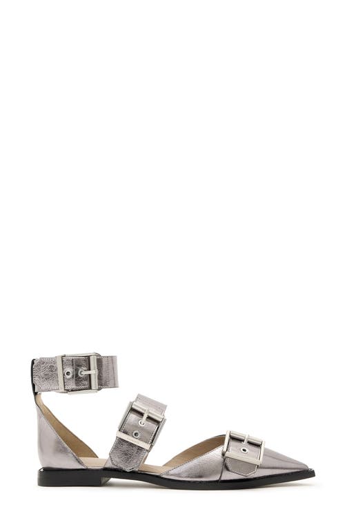 Allsaints Sutton Metallic Pointed Toe Flat In Gunmetal Grey