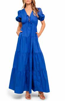 FLYING TOMATO Puff Sleeve Tiered Maxi Dress