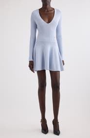 Balmain Long Sleeve Rib Sweater Dress