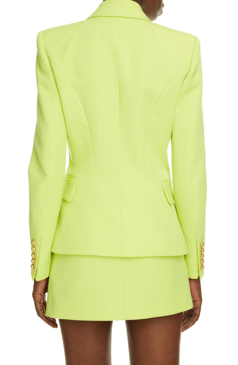 Balmain Double Breasted Grain de Poudre Wool Jacket, Alternate, color, 