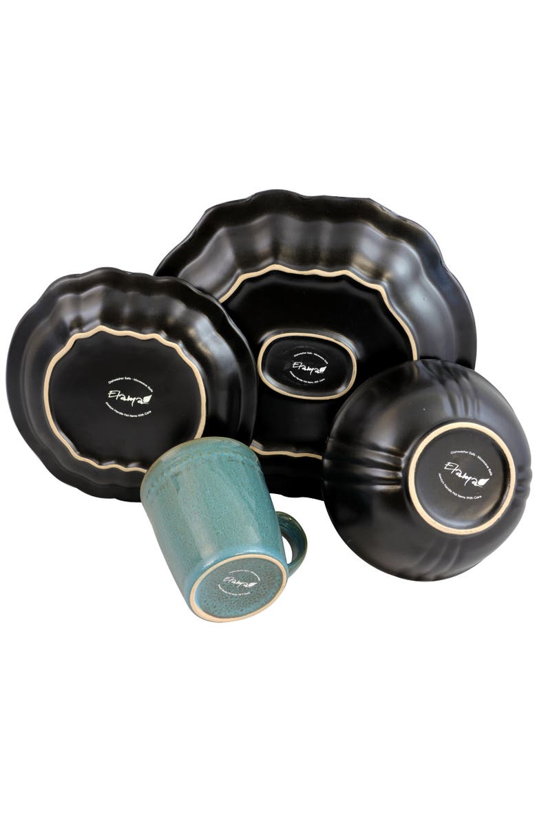 Elama Mystic Waves 16 Piece Dinnerware Set, Alternate, color, Red