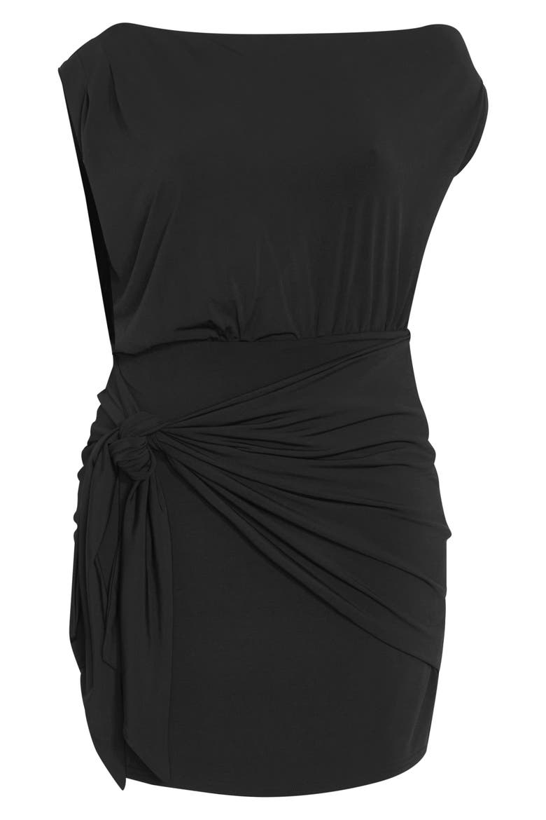 Palmer One-Shoulder Minidress, Alternate, color, BLACK