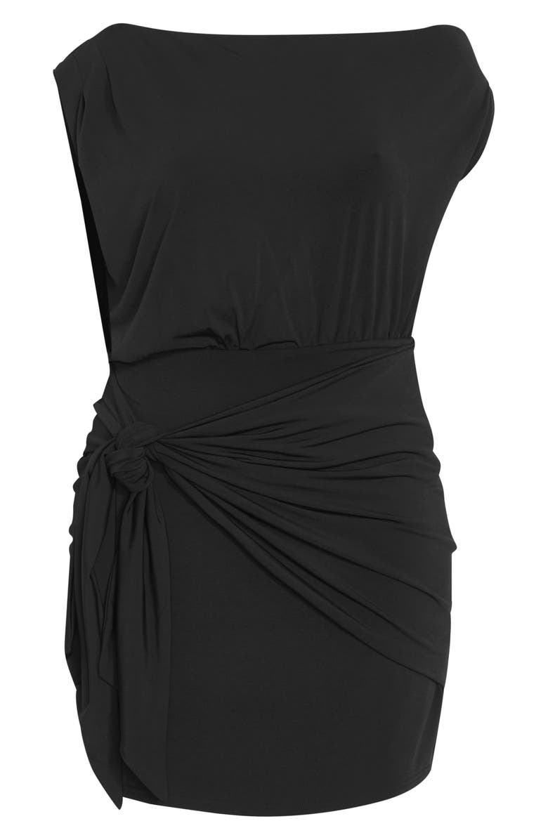 City Chic Palmer One-Shoulder Minidress, Alternate, color, Black