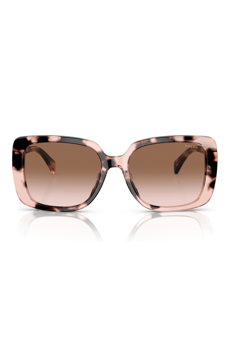 55mm Gradient Rectangular Sunglasses, Main, color, SHINY PINK HAVANA / BROWN