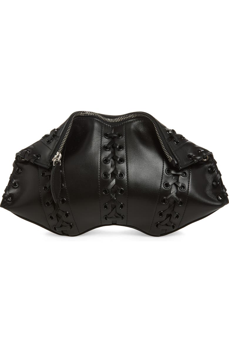 McQueen Manta Clutch, Main, color, Black/ Silver