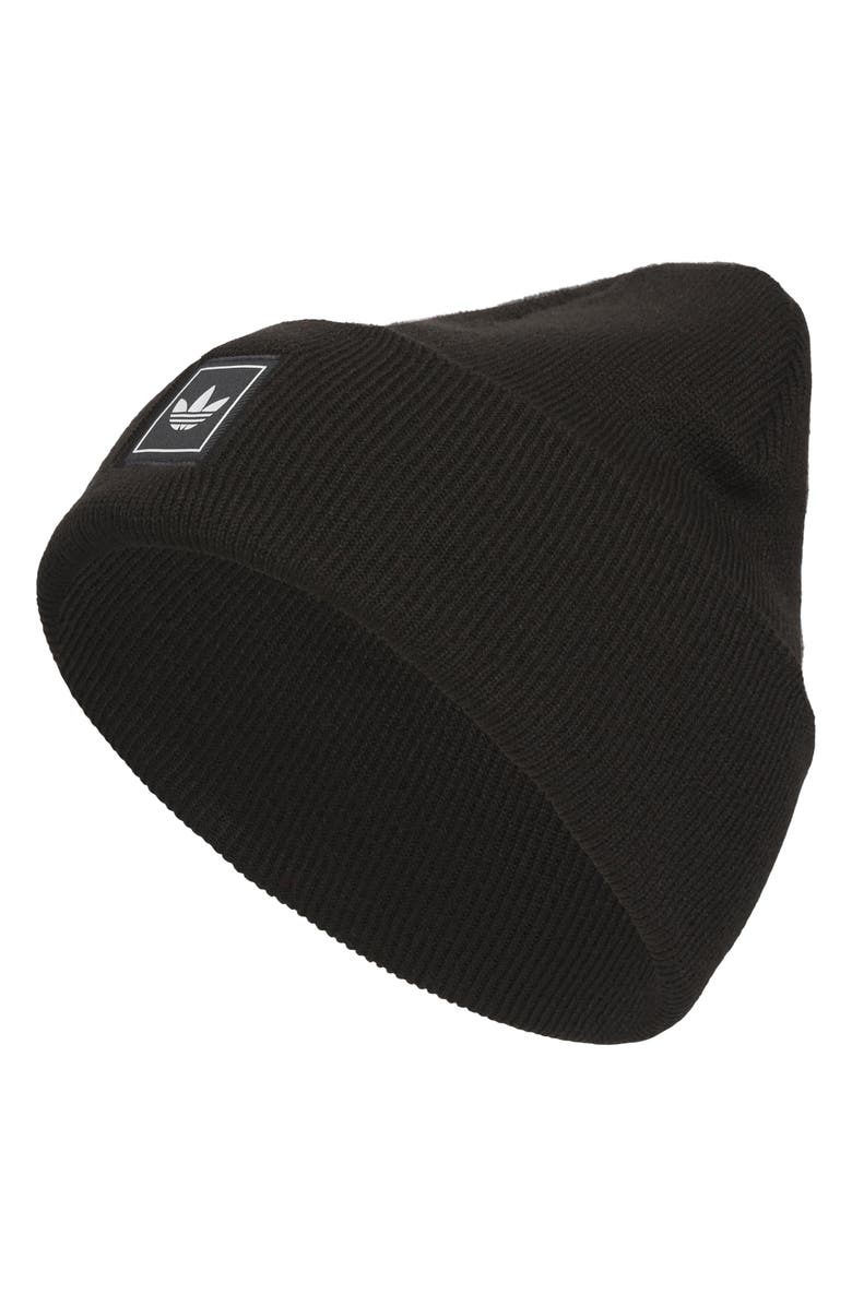 adidas Trefoil Tall Beanie, Main, color, Black/ White