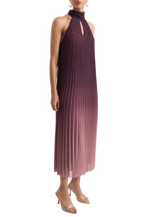 Metallic Pleated Maxi Dress
