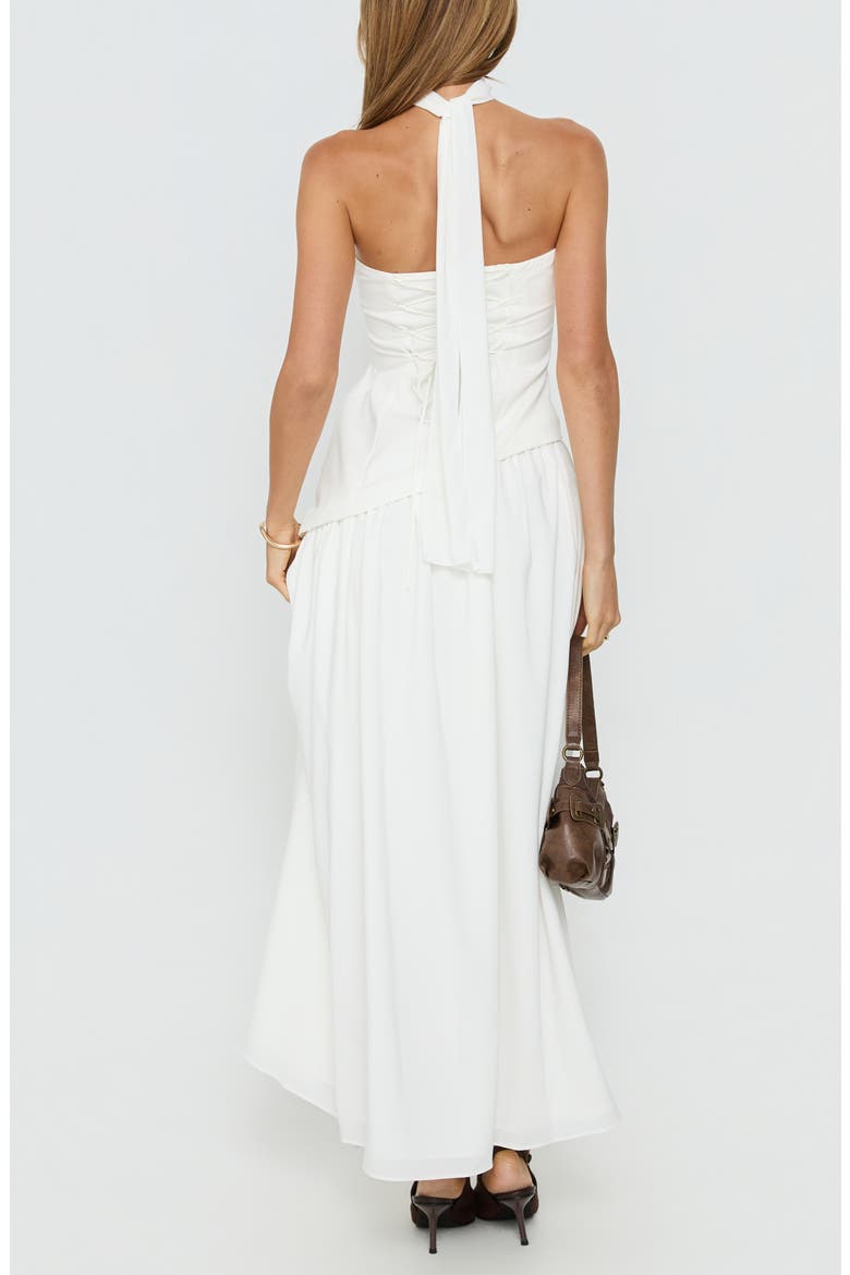 Odela Strapless Drop Waist Scarf Hem Dress, Alternate, color, WHITE