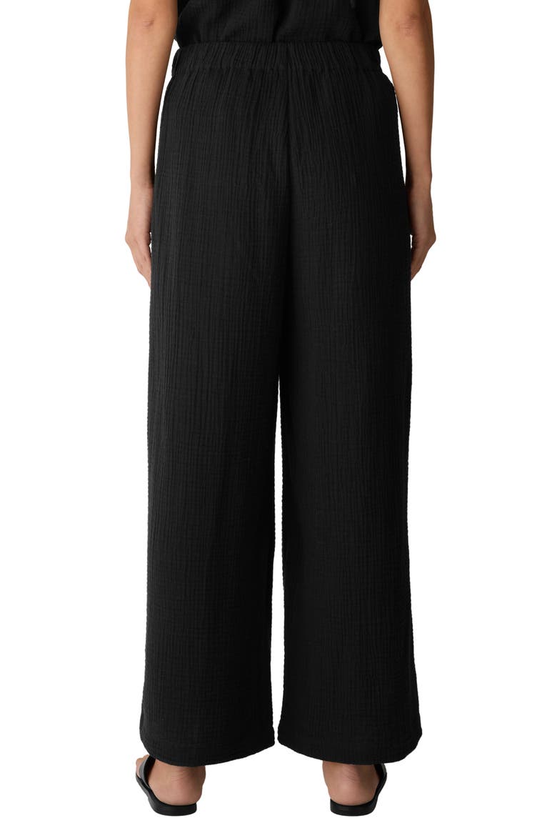 Organic Cotton Ankle Wide Leg Pants, Alternate, color, BLACK