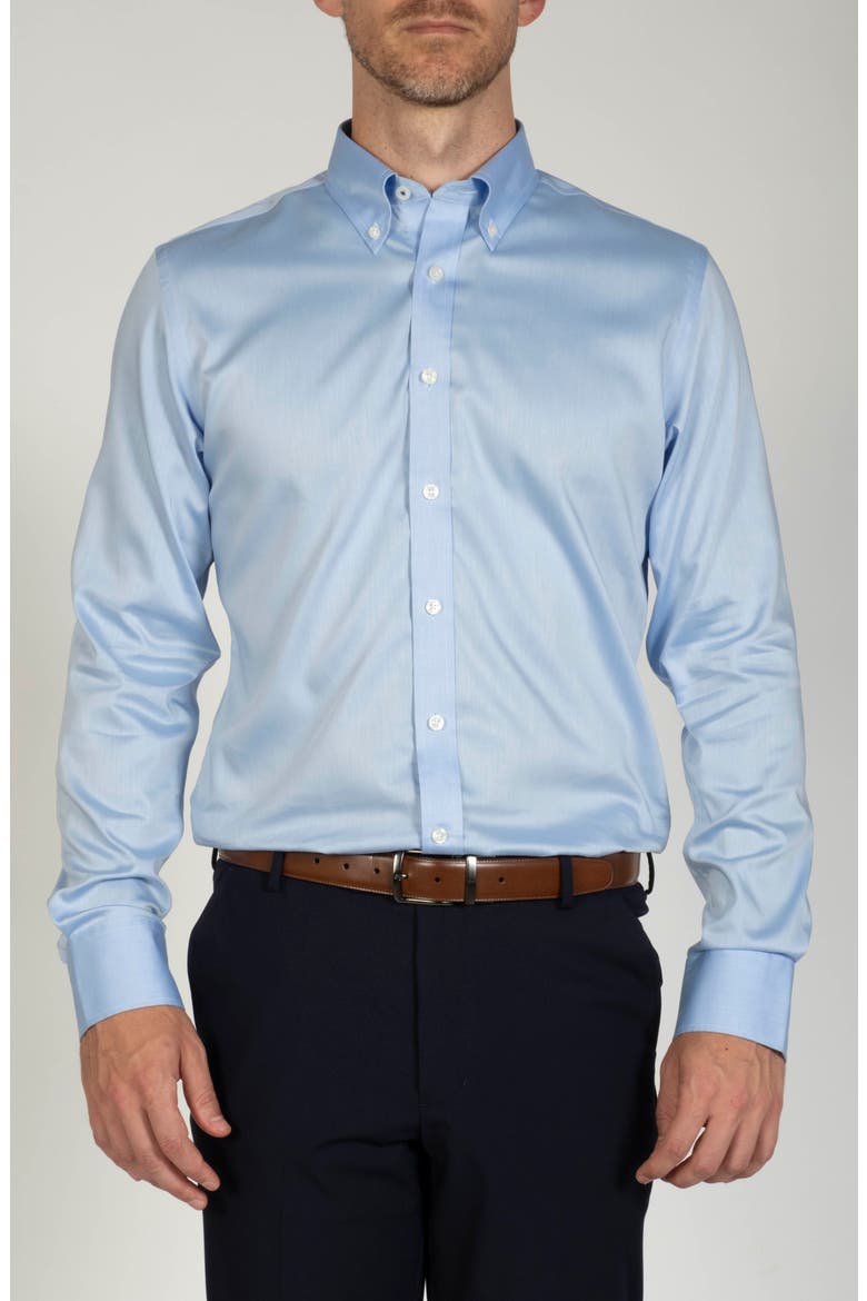 Contemporary Fit Wrinkle Resistant Cotton Twill Dress Shirt, Main, color, LIGHT BLUE