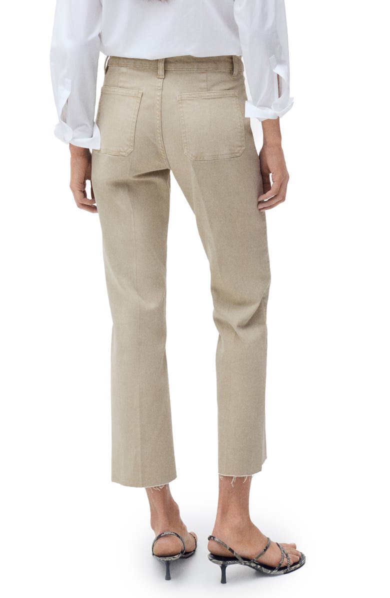 MANGO Alex Raw Hem Patch Pocket Crop Flare Jeans, Alternate, color, Pastel Green