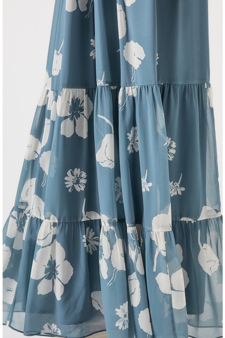 Rumi Floral Tiered Maxi Skirt, Alternate, color, BLUE MULTI